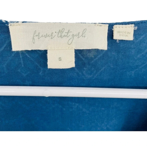 Anthropologie Forever That Girl Blue Floral Smocked Blouse Ruffled Size Small - Picture 7 of 11